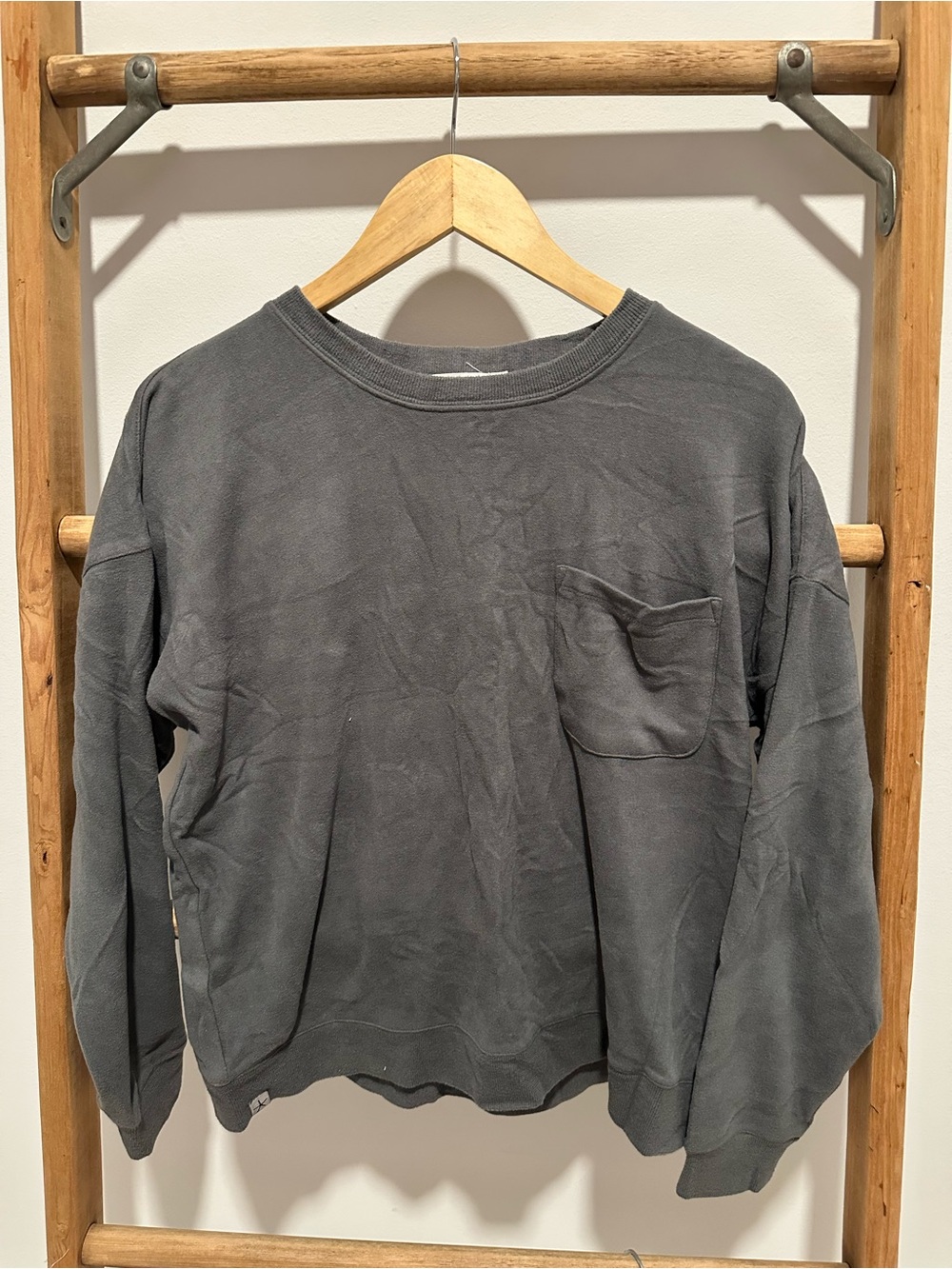 Barefoot Dreams Charcoal Pocket Crewneck Sweatshirt